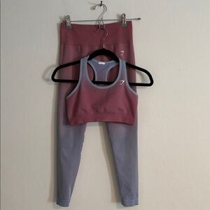 Gymshark Pink and Blue Gray Activewear Set